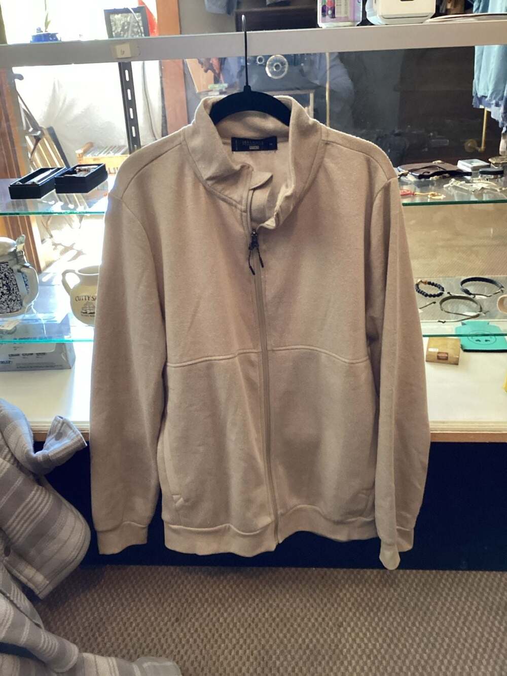 Size Med Balance Full Zip Mock Neck Jacket Tan